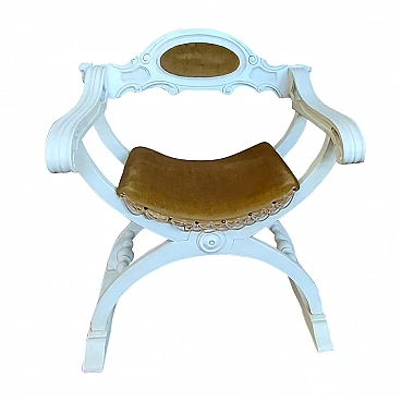 Savonarola inlaid beech armchair, 1960s