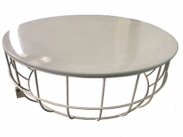 Outdoor coffee table in white enamelled metal, early 2000s