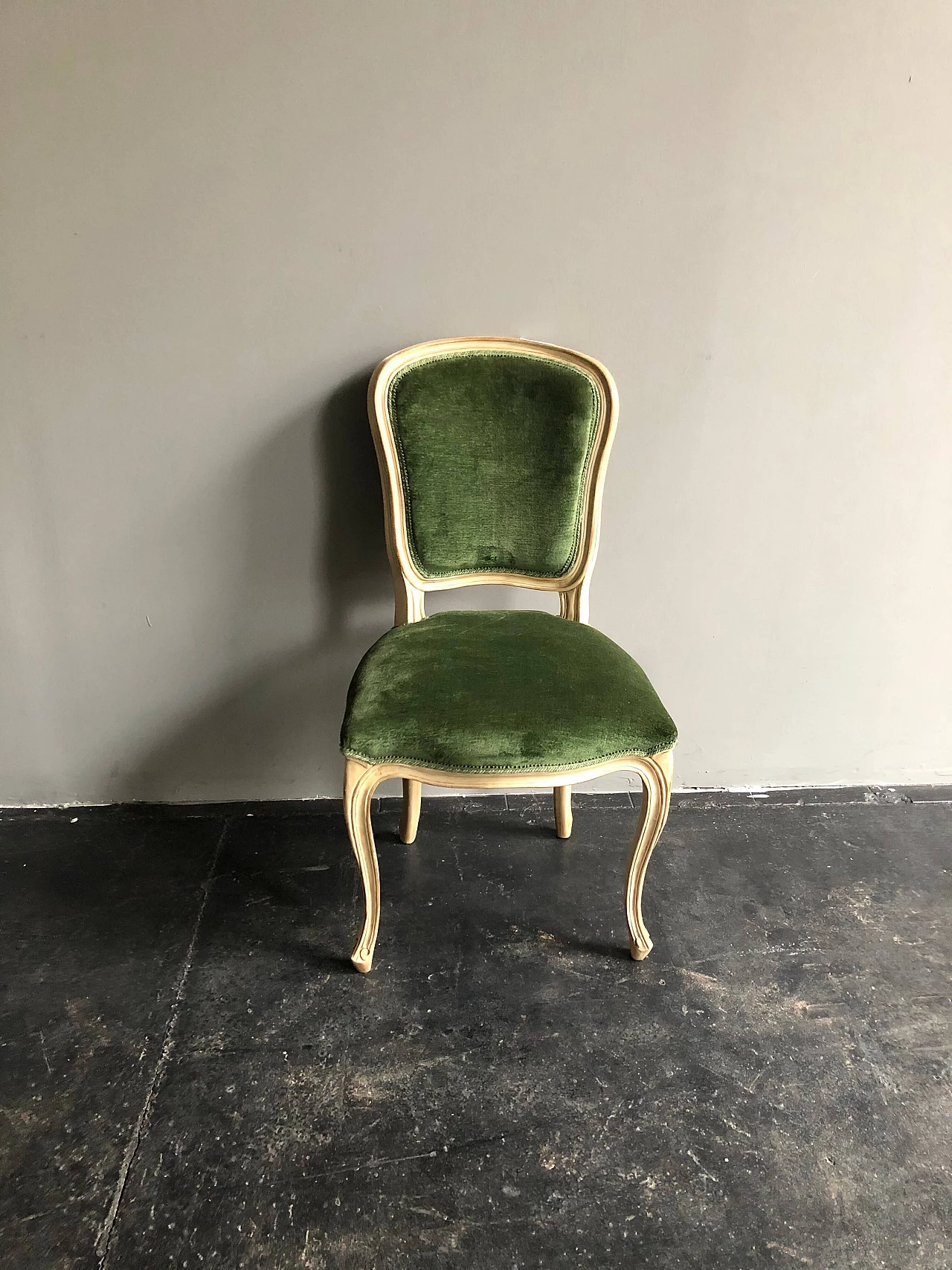 Wooden and green velvet chair in Neoclassical style by Flamant, early 2000s 1290085