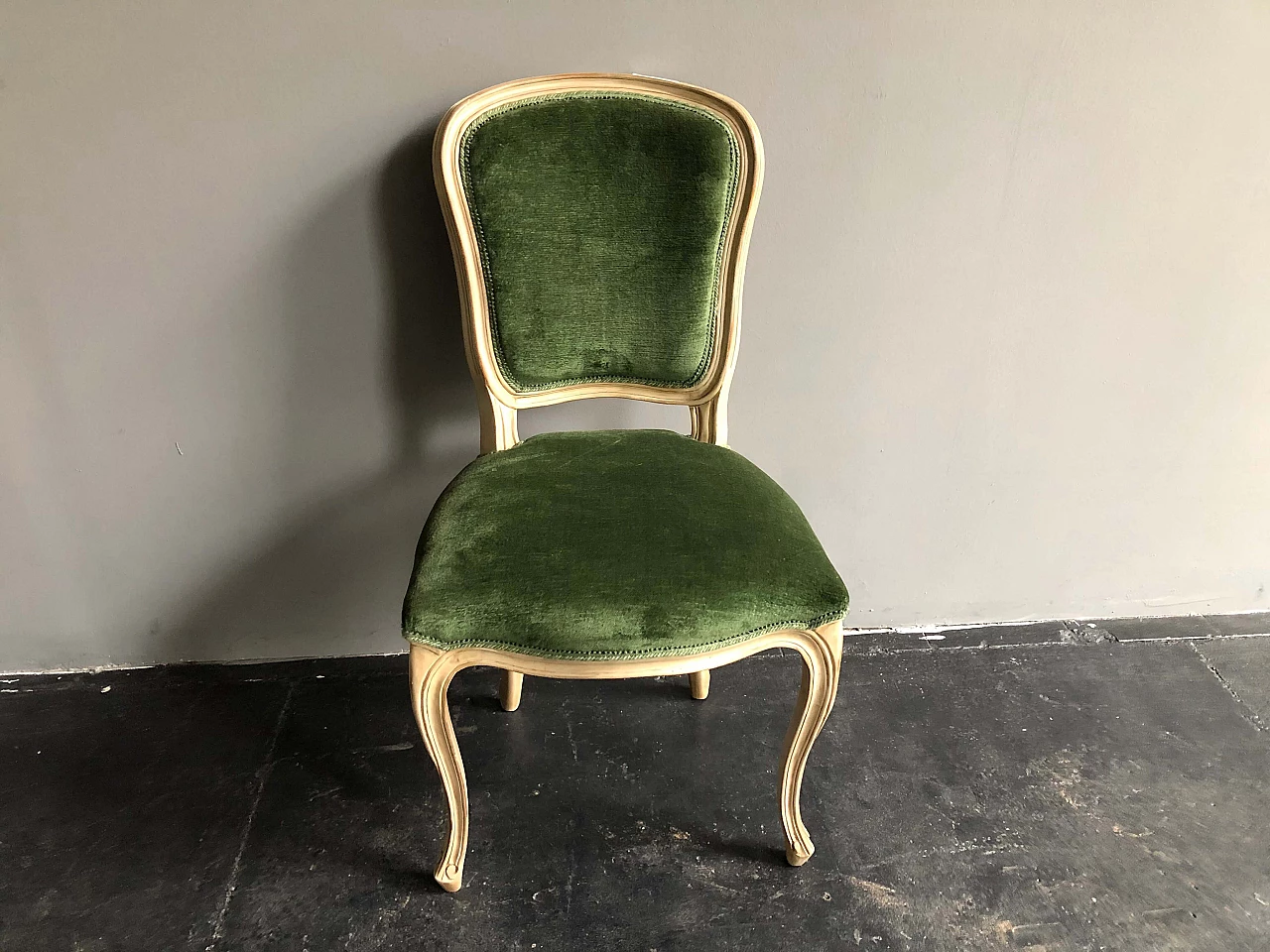 Wooden and green velvet chair in Neoclassical style by Flamant, early 2000s 1290086