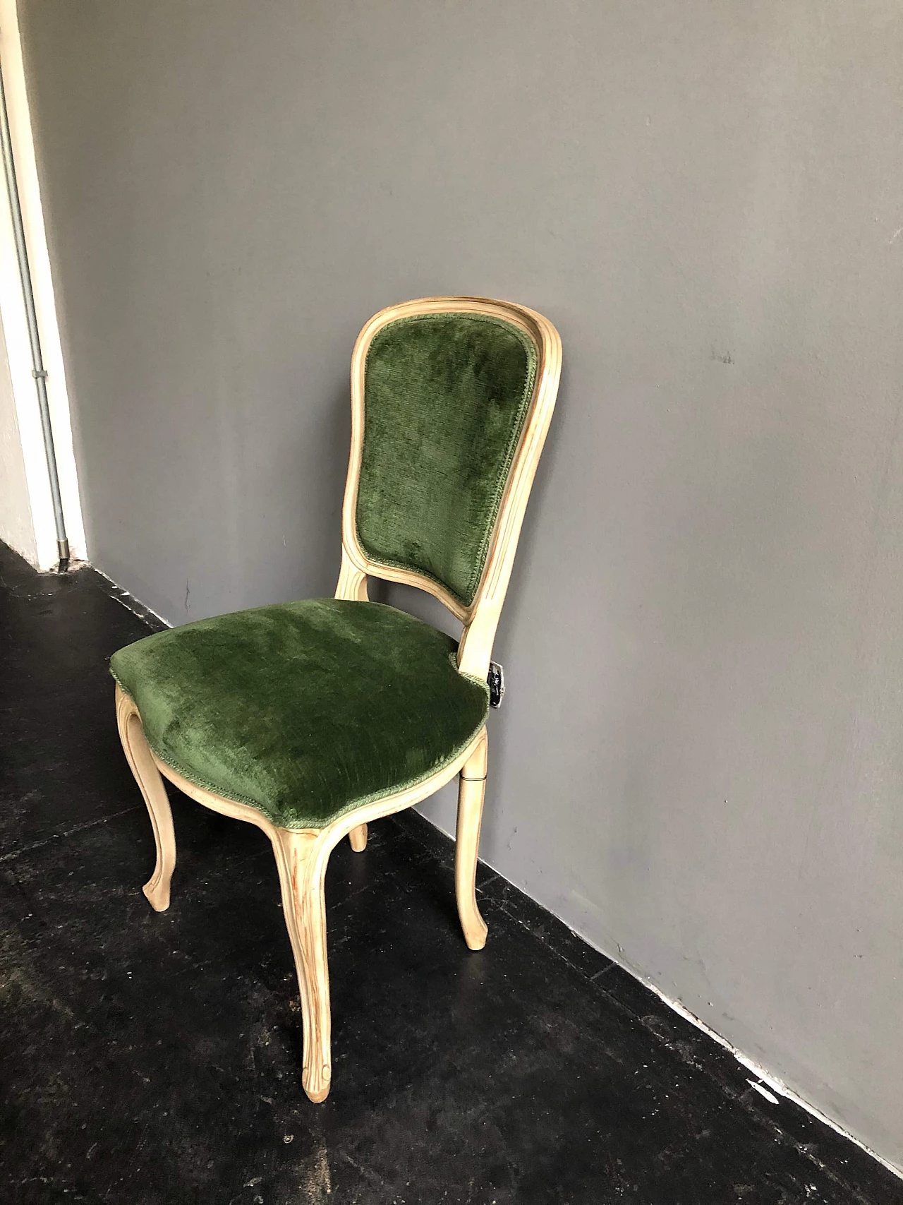 Wooden and green velvet chair in Neoclassical style by Flamant, early 2000s 1290087