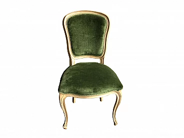Wooden and green velvet chair in Neoclassical style by Flamant, early 2000s