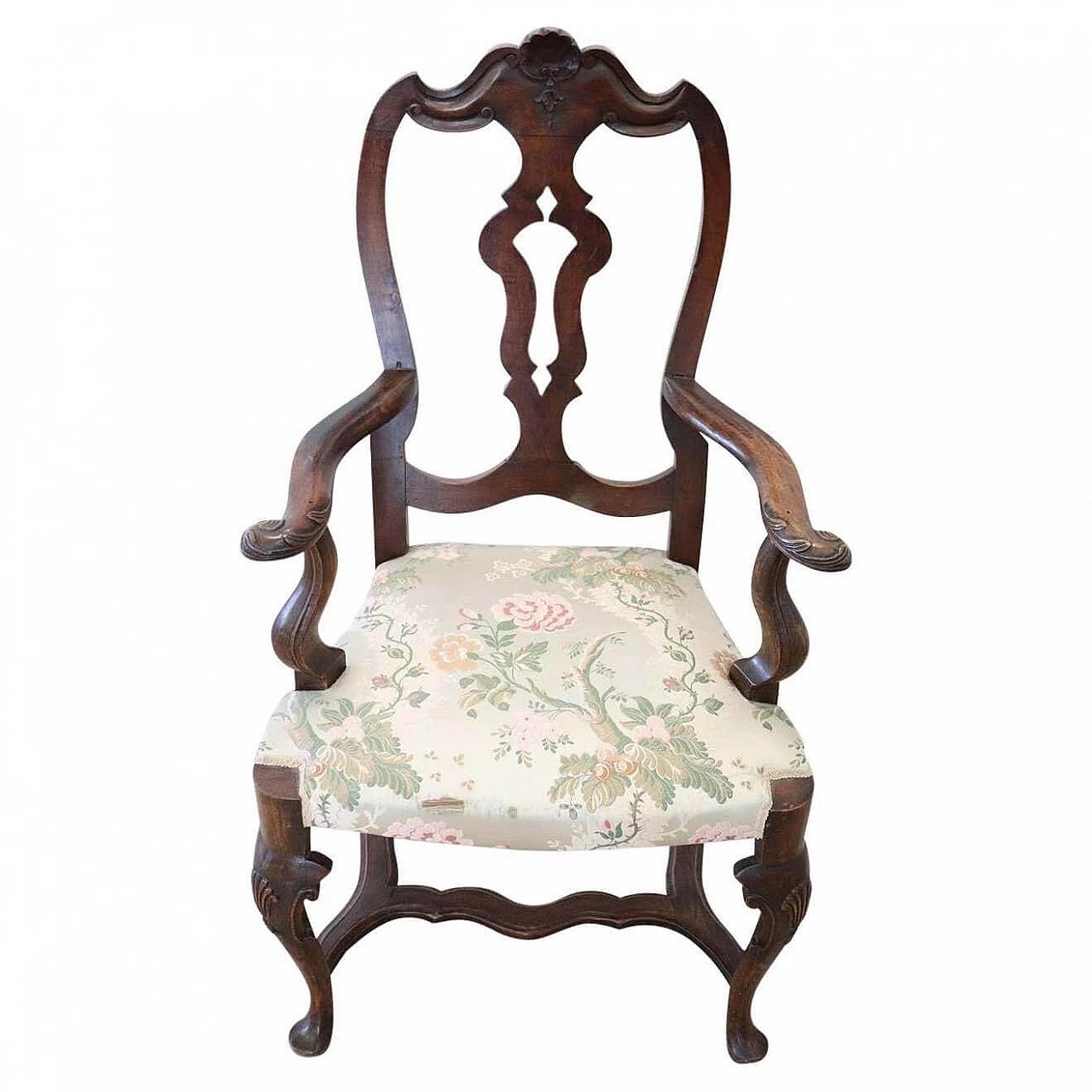 Poltrona antica in noce massello, inizio '900 1290188