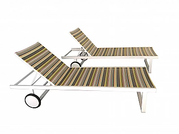 Pair of Allux chaise longue in painted aluminium, early 2000