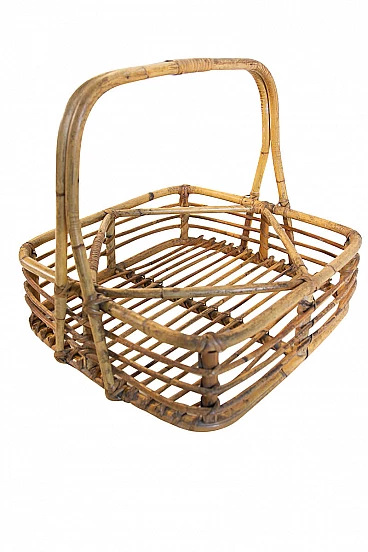 Wicker basket magazine rack, 50s