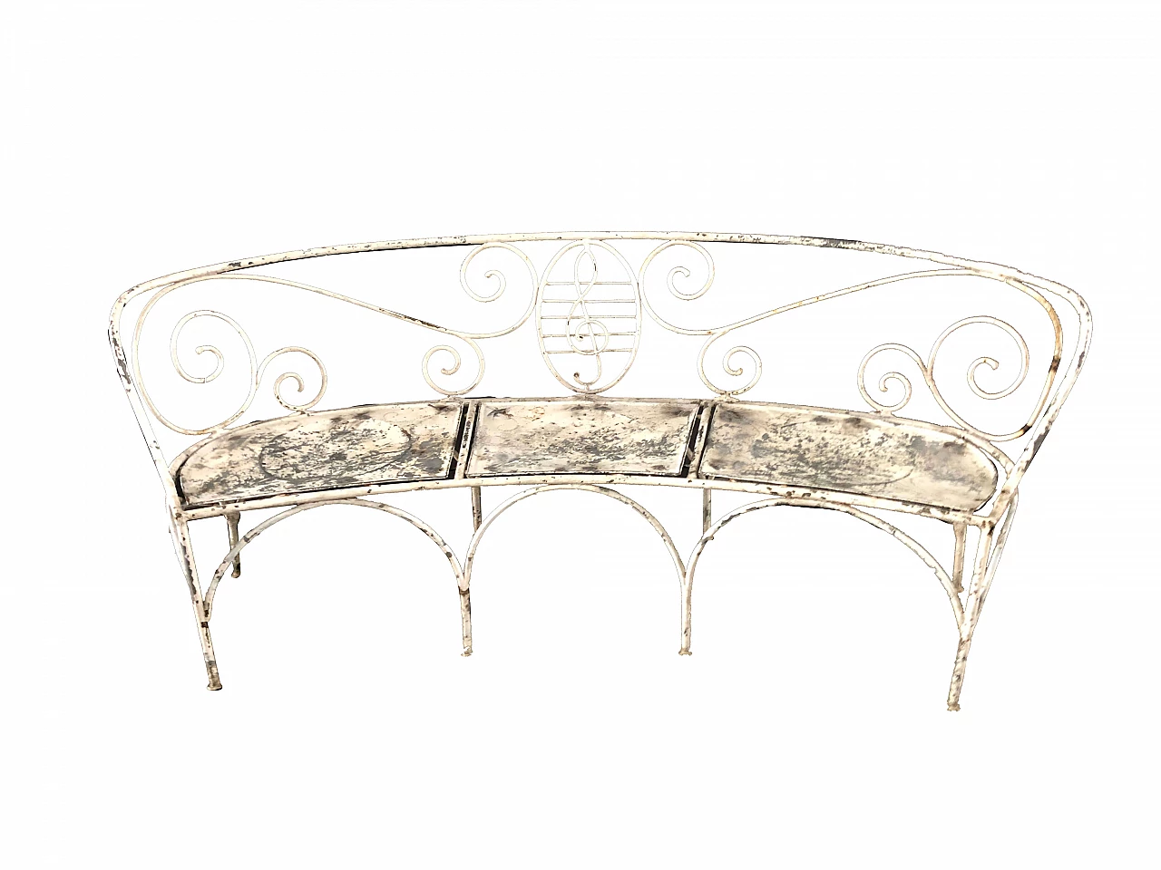 Semicircular bench in wrought iron, 1950s 1302296