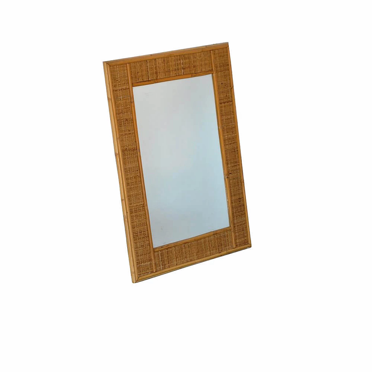 Rectangular mirror in wicker, 60s 1303023