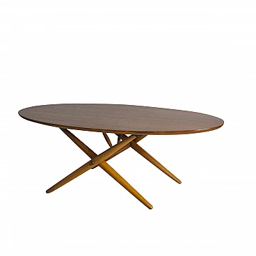 Ovalette coffee table in walnut by Ilmari Tapiovaara for Artek, 50s