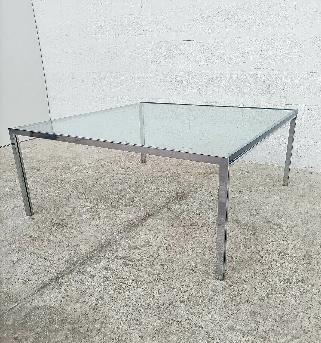 Luar coffee table in steel chromed and glass by Ross Littell for ICF, 70s 1303061