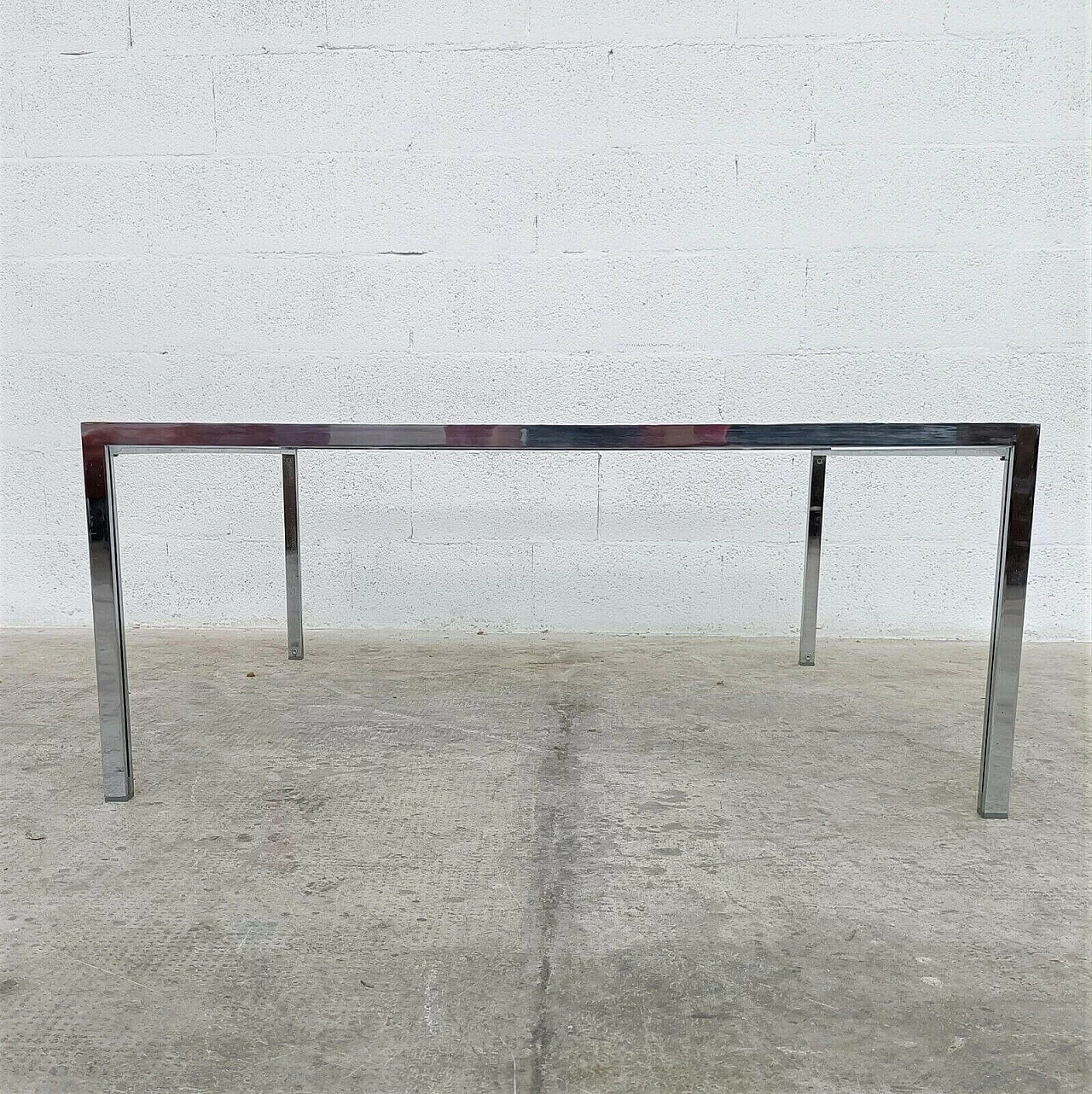 Luar coffee table in steel chromed and glass by Ross Littell for ICF, 70s 1303062