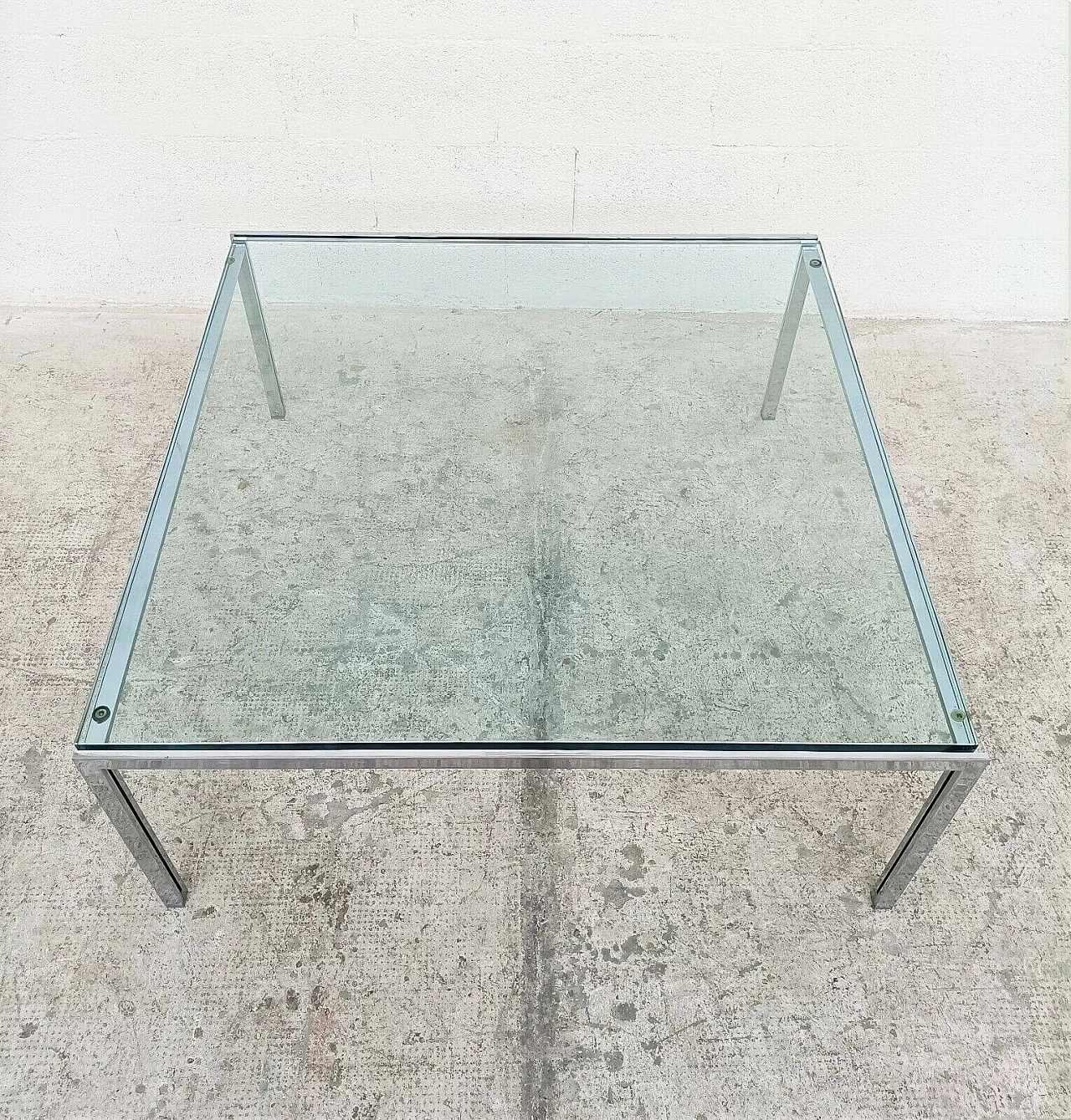 Luar coffee table in steel chromed and glass by Ross Littell for ICF, 70s 1303063