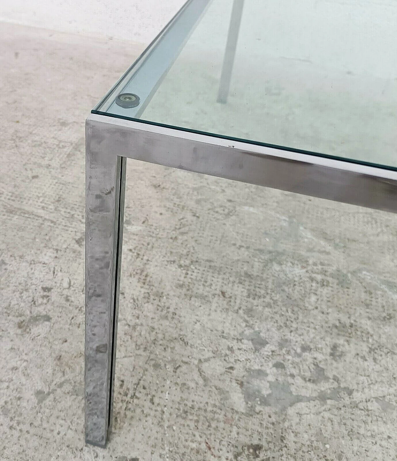 Luar coffee table in steel chromed and glass by Ross Littell for ICF, 70s 1303064