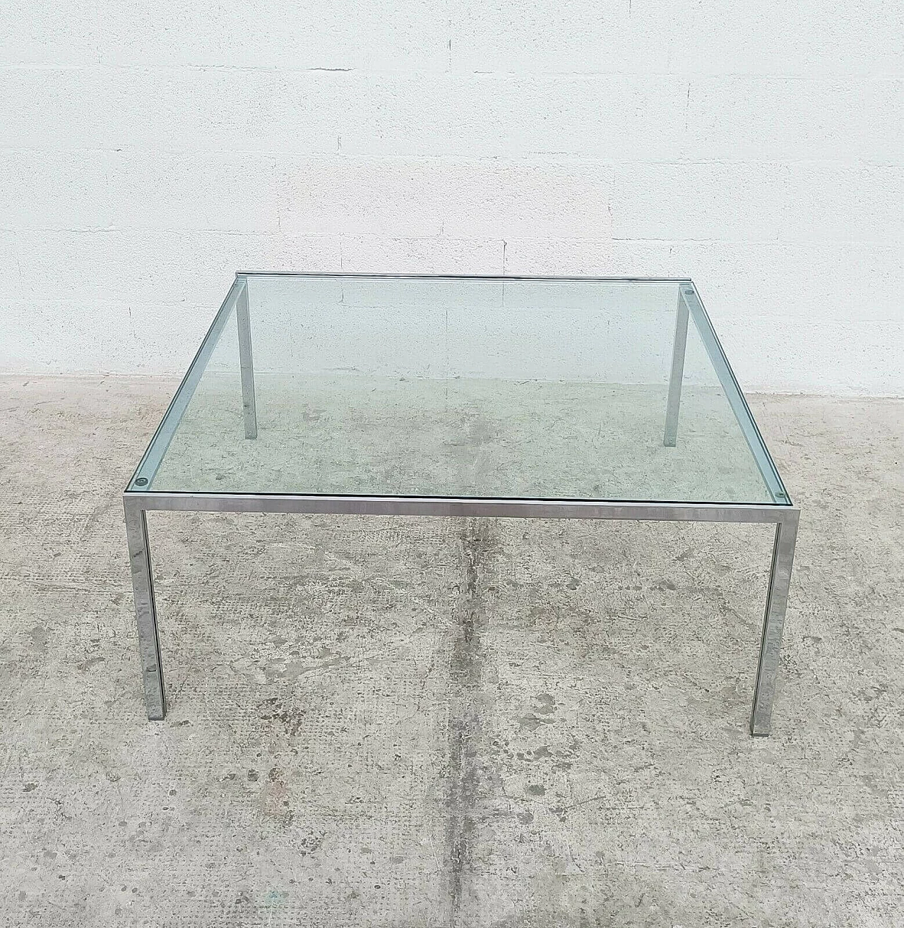 Luar coffee table in steel chromed and glass by Ross Littell for ICF, 70s 1303066