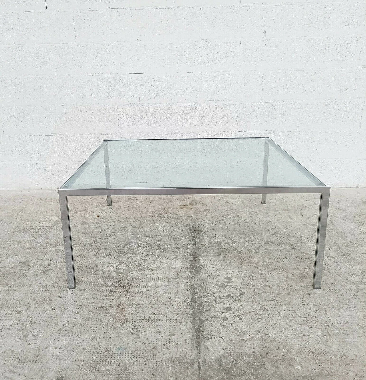 Luar coffee table in steel chromed and glass by Ross Littell for ICF, 70s 1303067