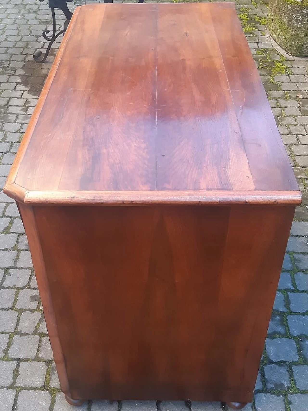 Cassettiera Biedermeier con scrittoio lastronata in noce e radica, '800 1303087