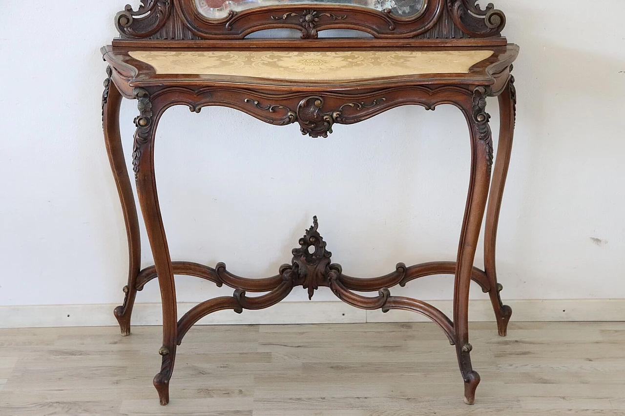 Carved walnut console table with mirror, late 19th century 1303613