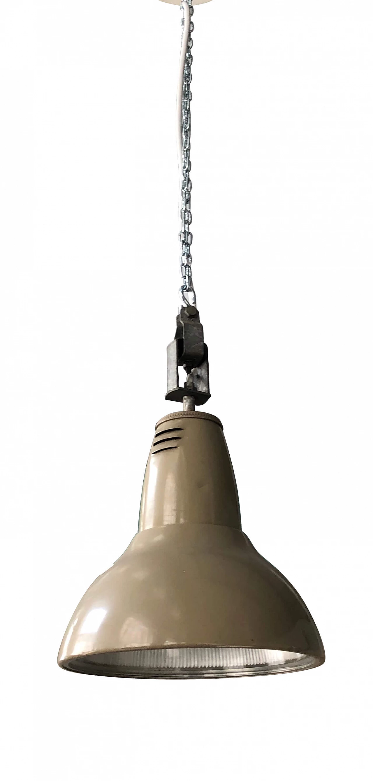 Lampada da soffitto industriale in metallo verniciato, anni '40 1303820