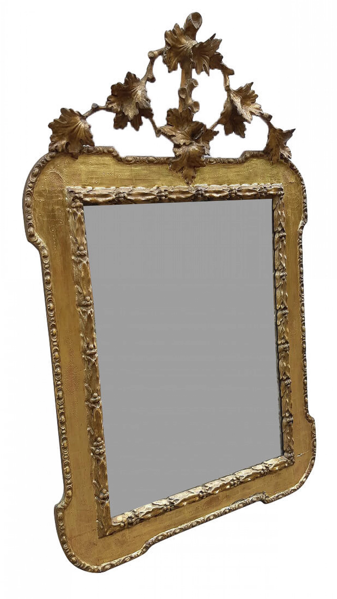 Venetian tray mirror in gilded wood with cymatium, 19th century 1303888