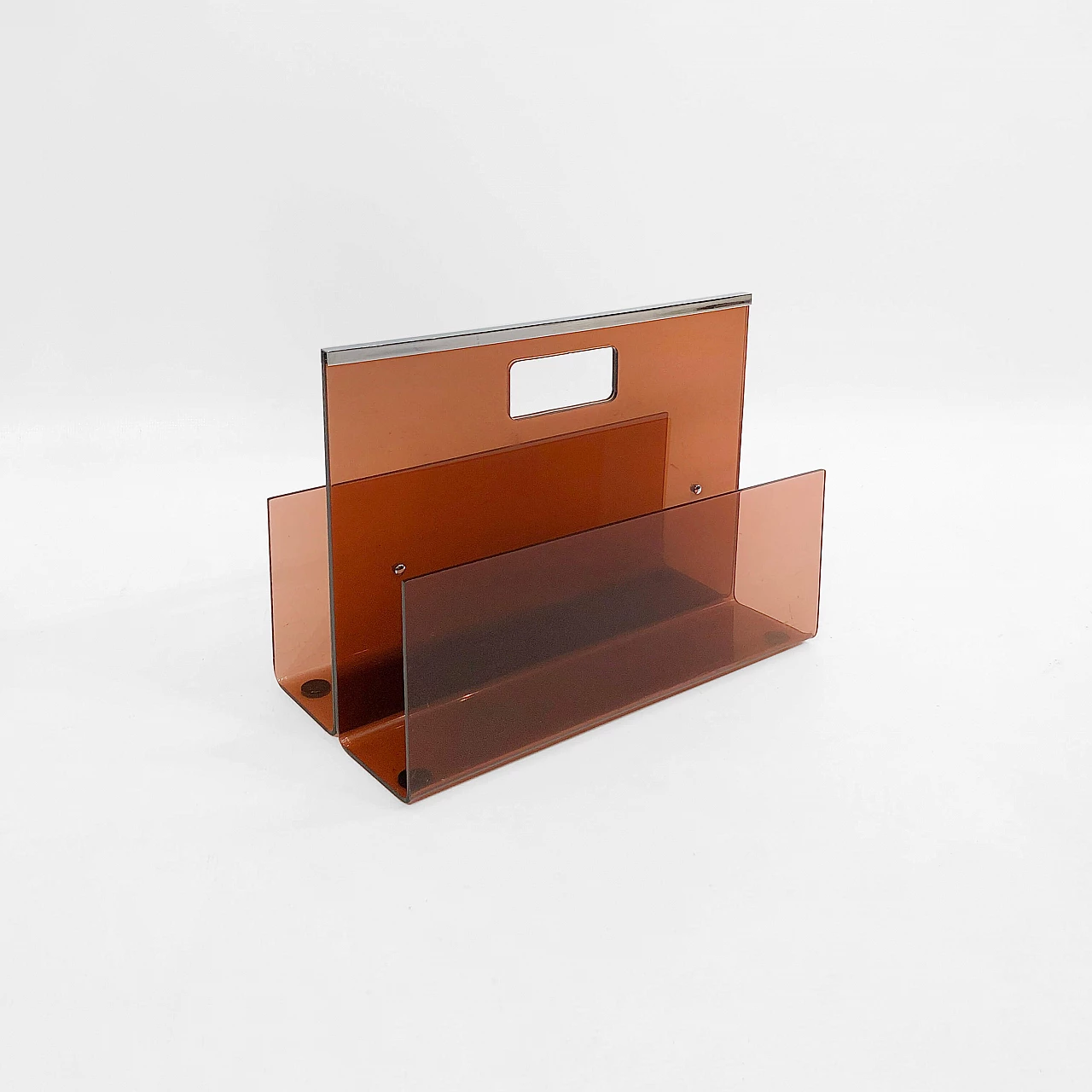 Smoked plexiglass magazine rack by Michel Dumas for Roche Bobois, 1970s 1304242