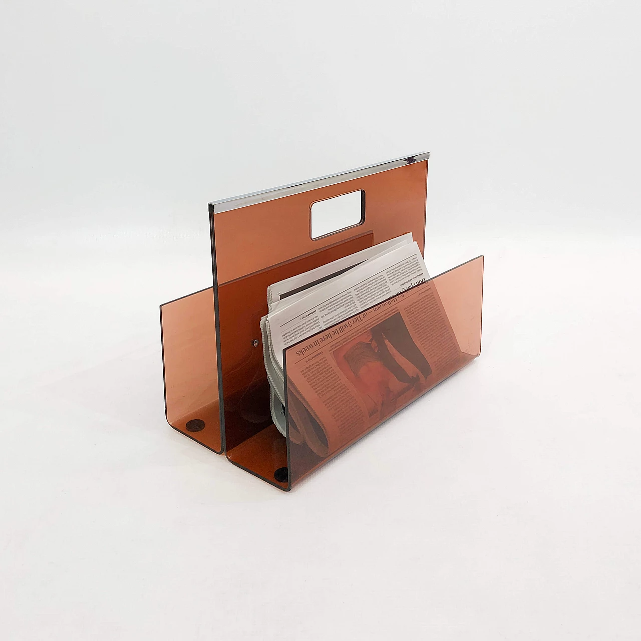 Smoked plexiglass magazine rack by Michel Dumas for Roche Bobois, 1970s 1304243