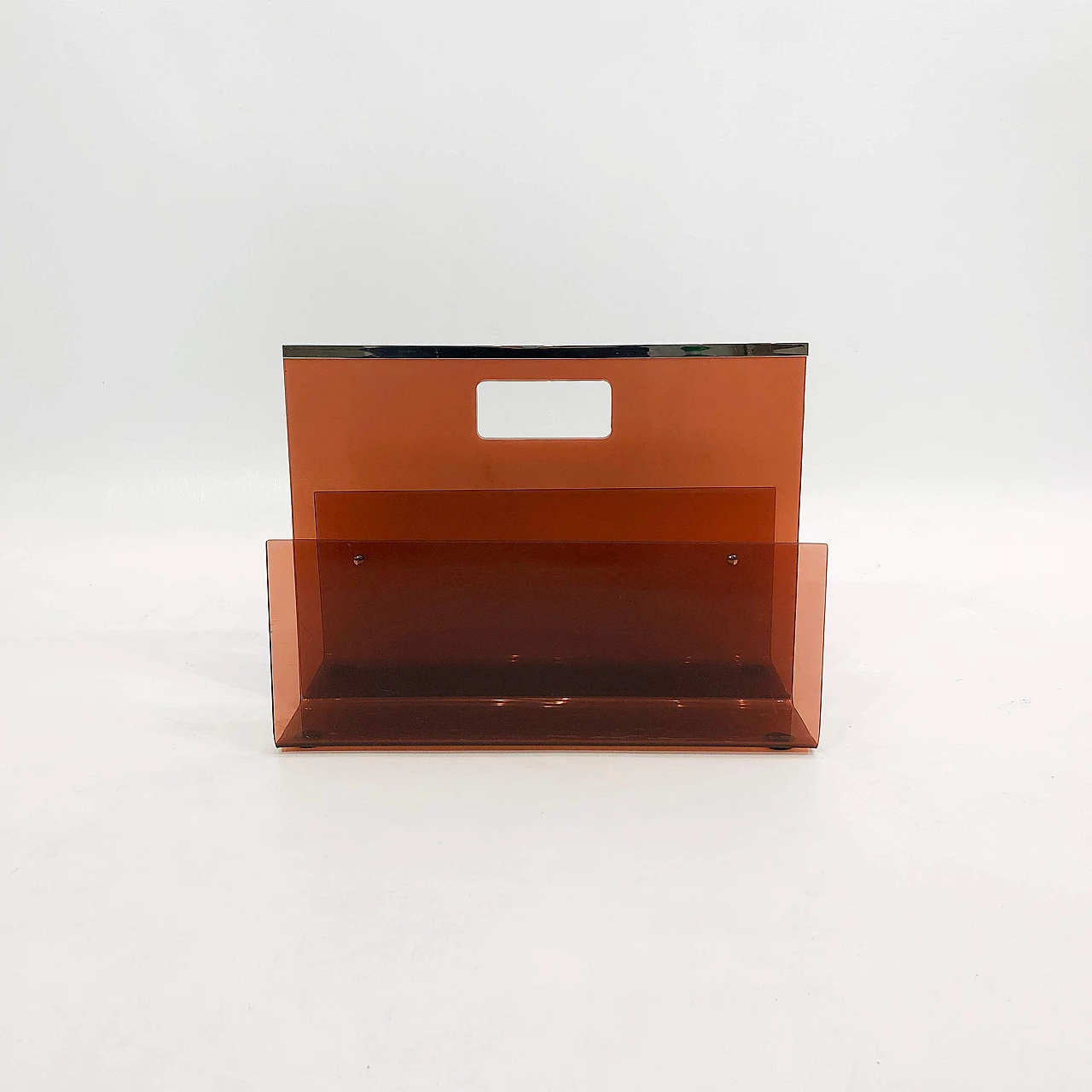 Smoked plexiglass magazine rack by Michel Dumas for Roche Bobois, 1970s 1304244