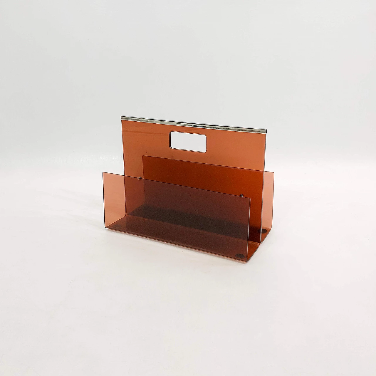 Smoked plexiglass magazine rack by Michel Dumas for Roche Bobois, 1970s 1304246