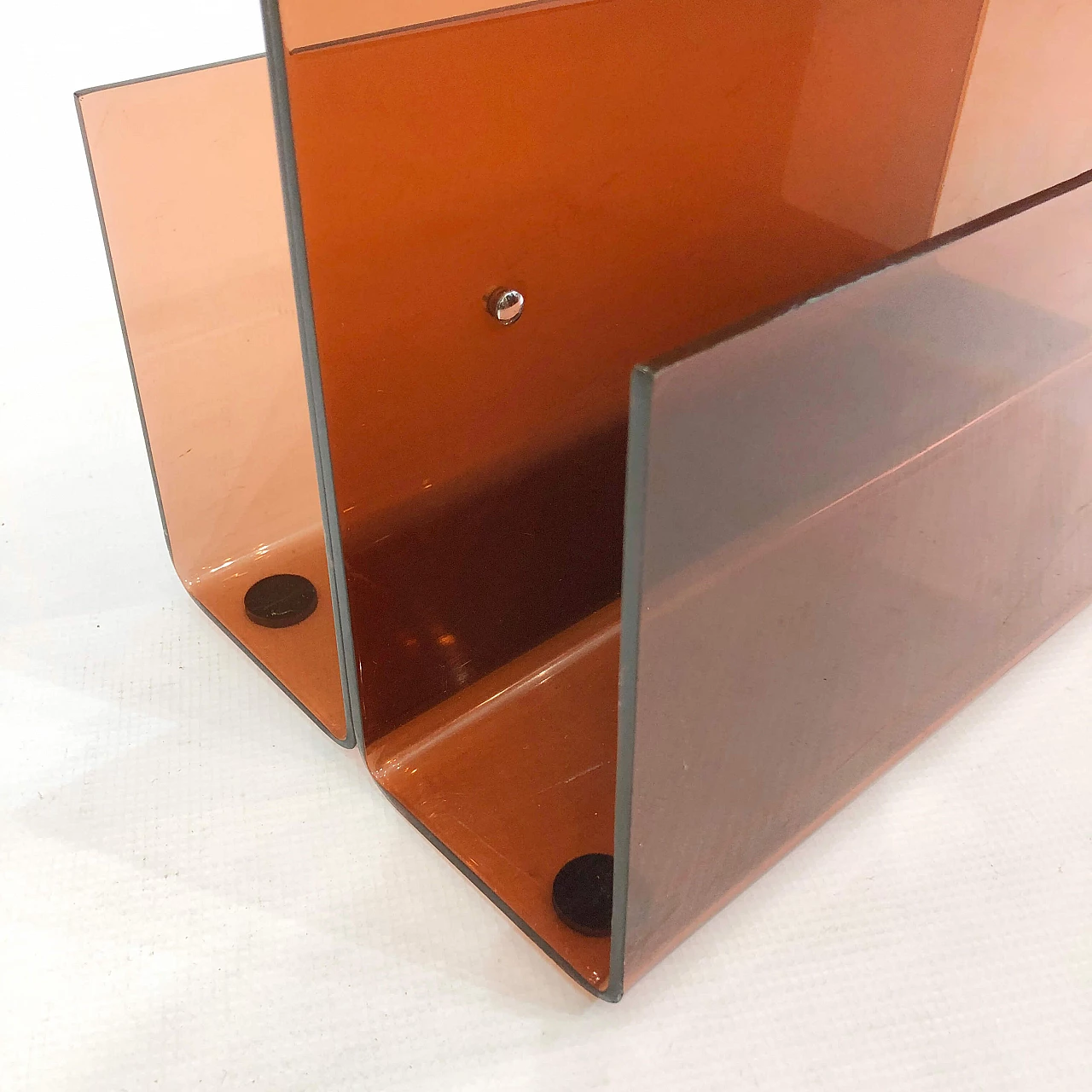 Smoked plexiglass magazine rack by Michel Dumas for Roche Bobois, 1970s 1304248