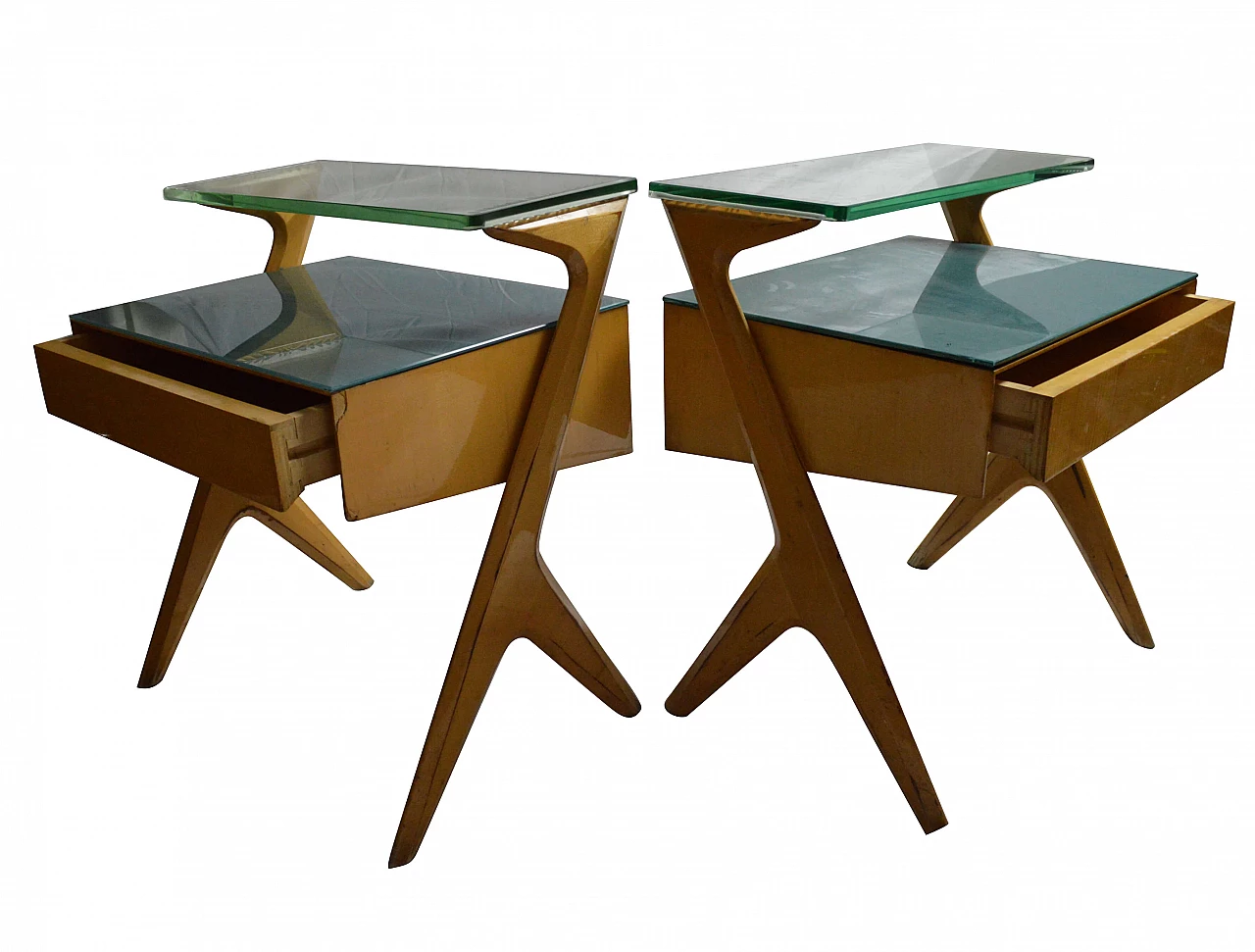 Pair of bedside tables with glass top by Plinio and Vittorio Dassi, 1950s 1304327