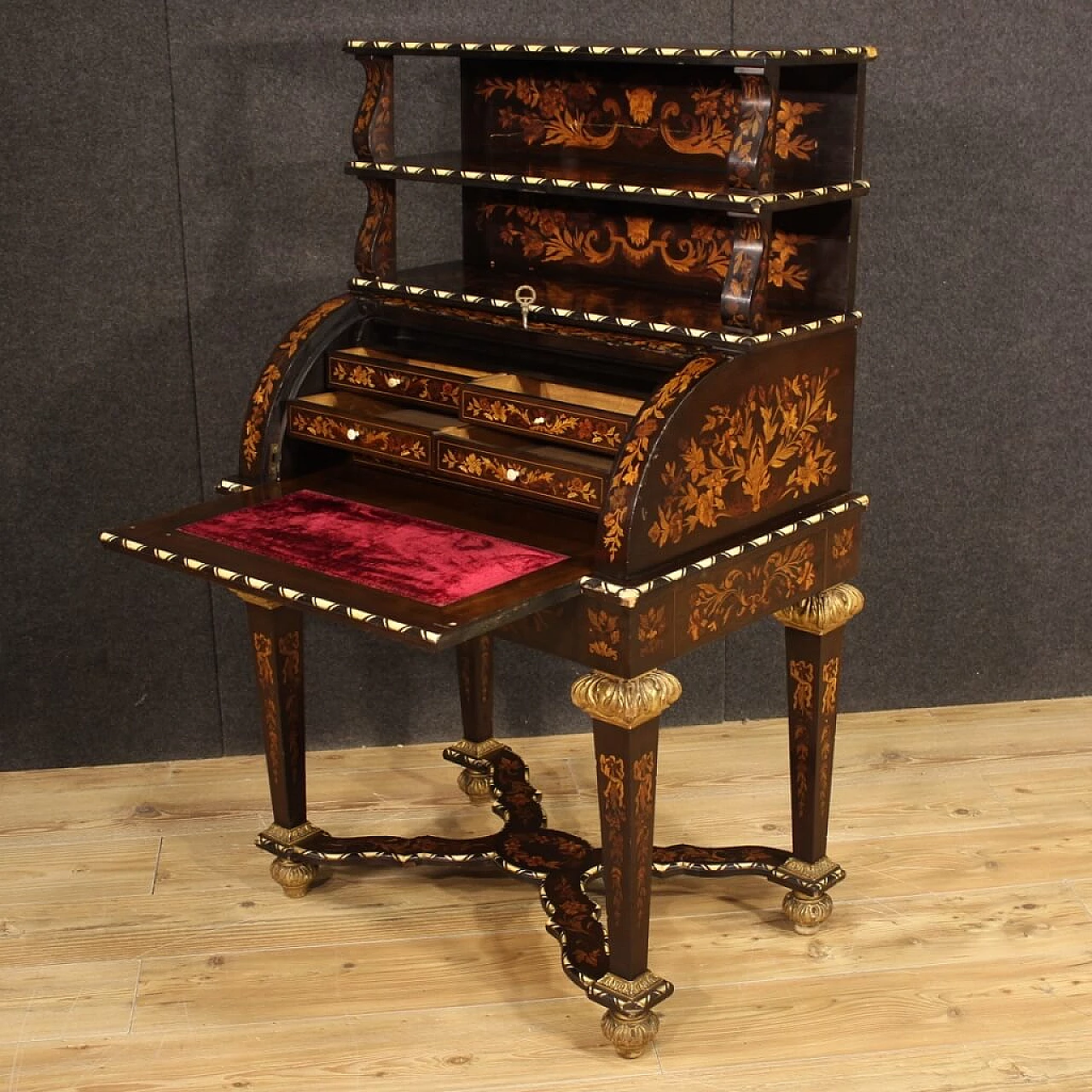 Inlaid French writing desk in Napoleon III style, early 20th century 1304411