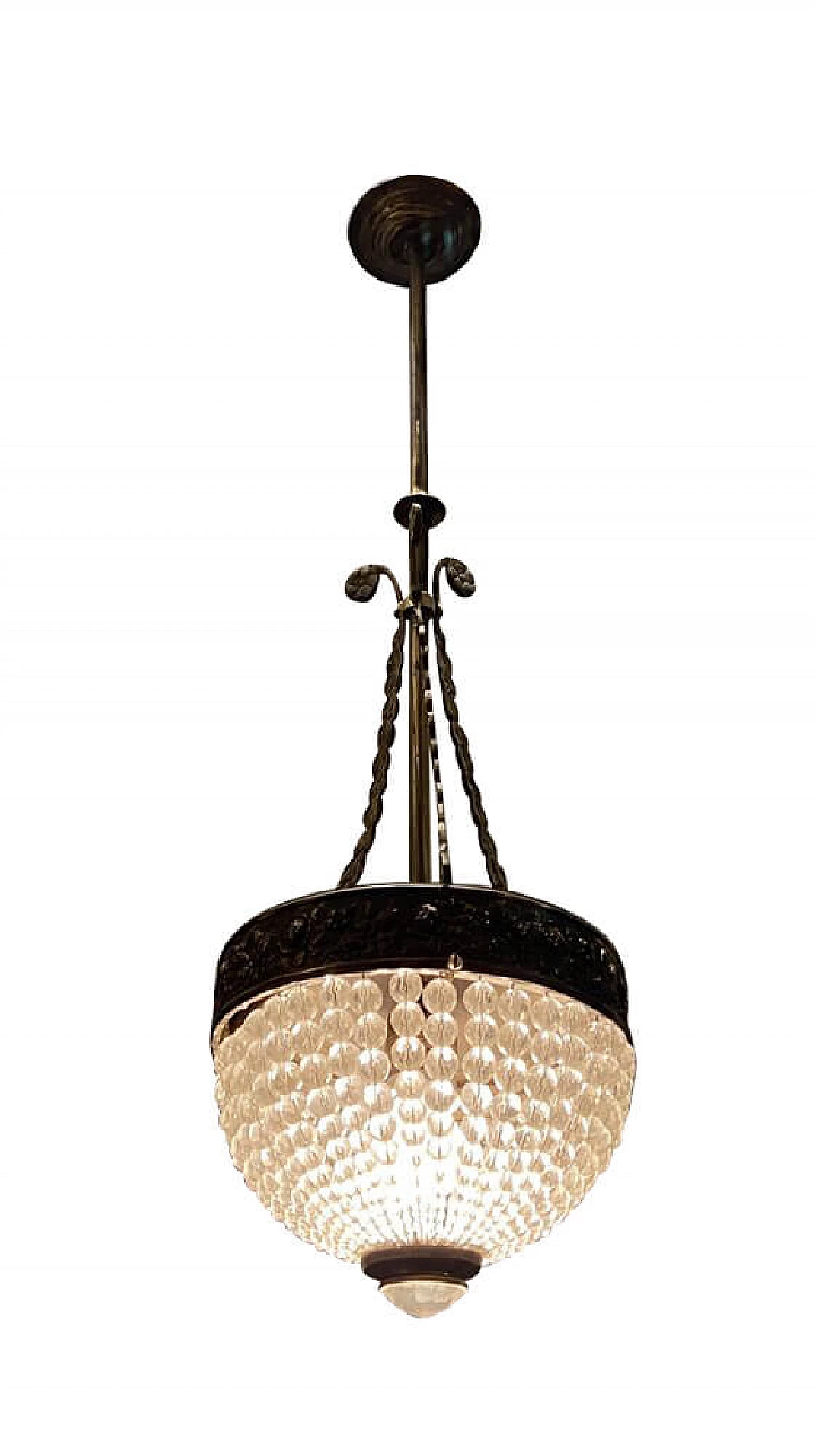 Bronze chandelier with crystal pendants, 1950s 1304672