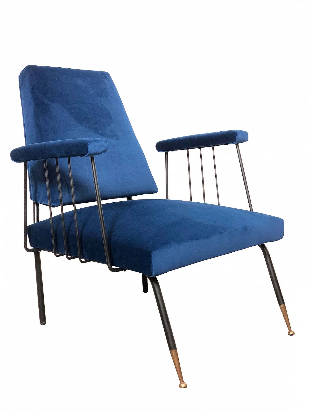 Blue armchair with metal frame, 1960s 1304674