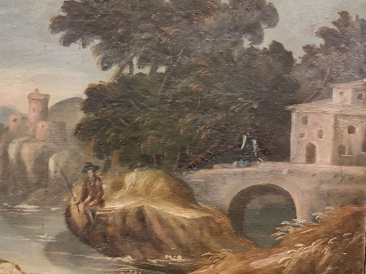 4 Landscapes with figures, oils on canvas, 18th century 1305237