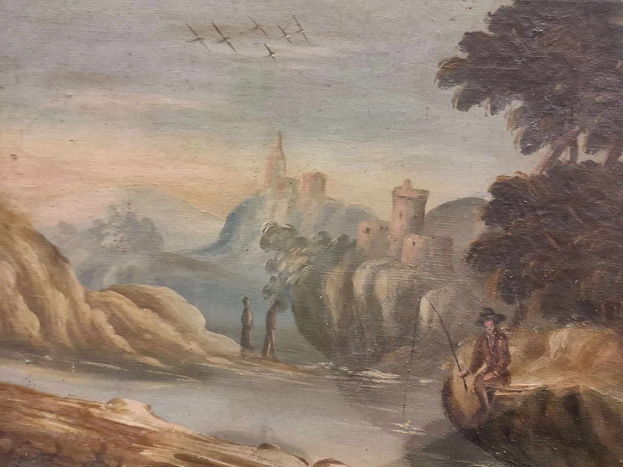 4 Landscapes with figures, oils on canvas, 18th century 1305238