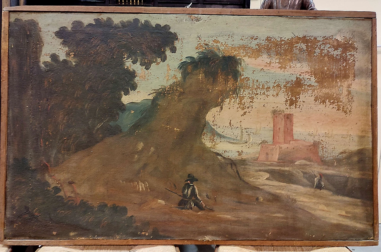 4 Landscapes with figures, oils on canvas, 18th century 1305241