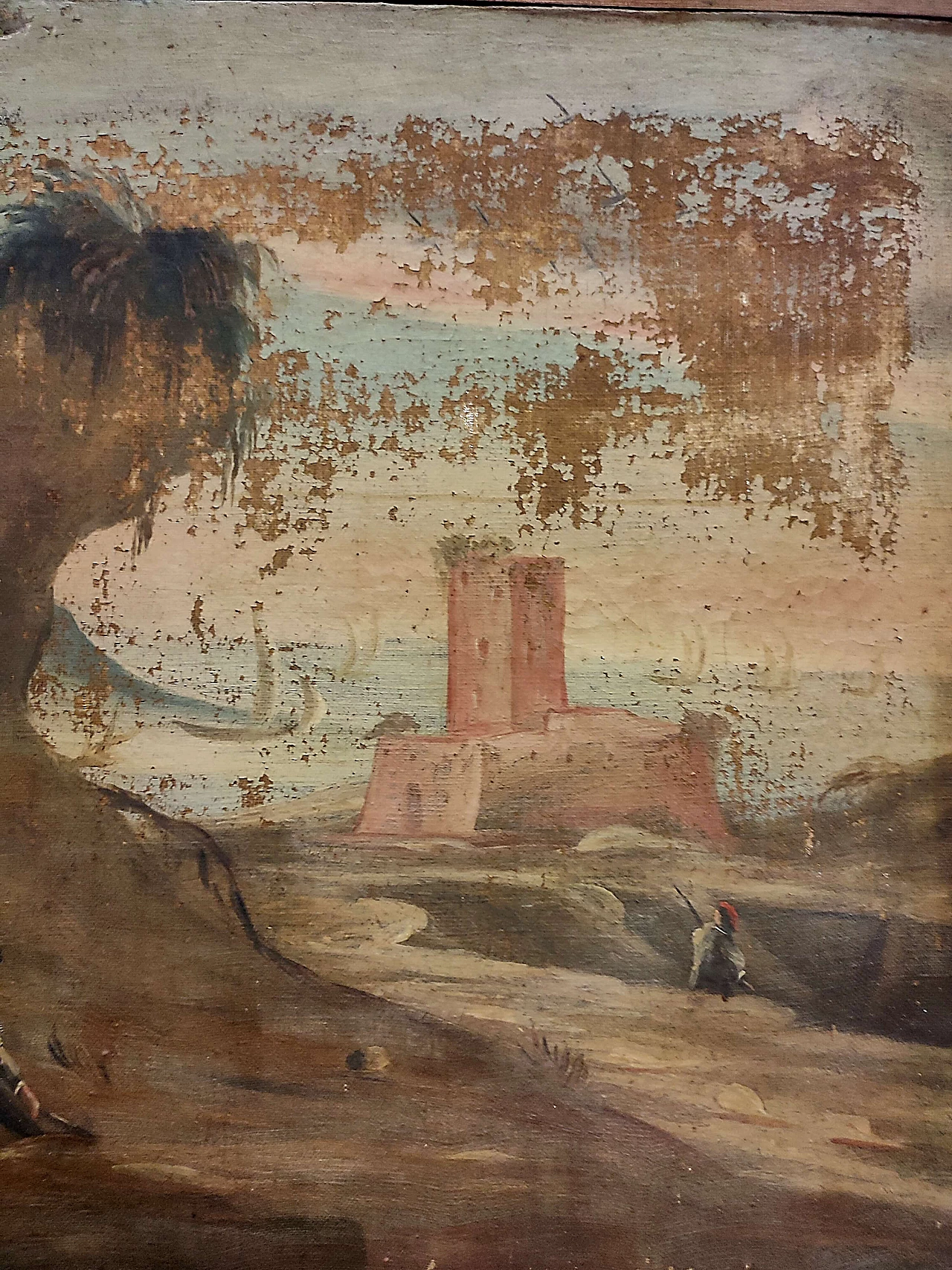 4 Landscapes with figures, oils on canvas, 18th century 1305242