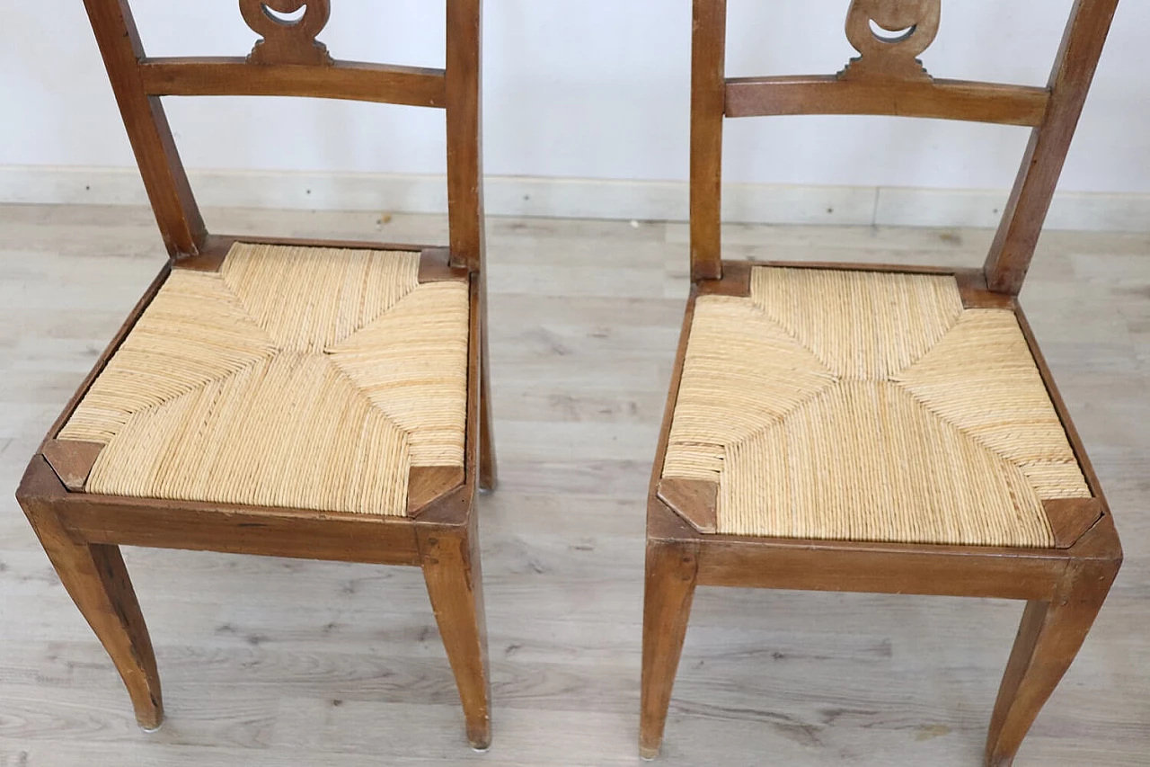 4 Empire walnut chairs with straw seat, early 19th century 1305336