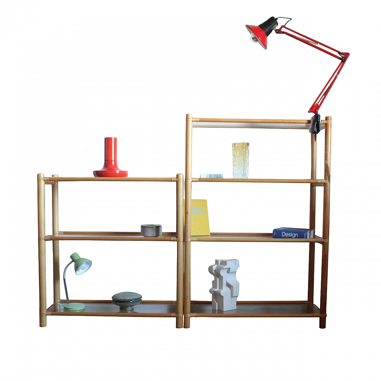 Bookcase in bamboo and glass by Gervasoni, 80s 1305420