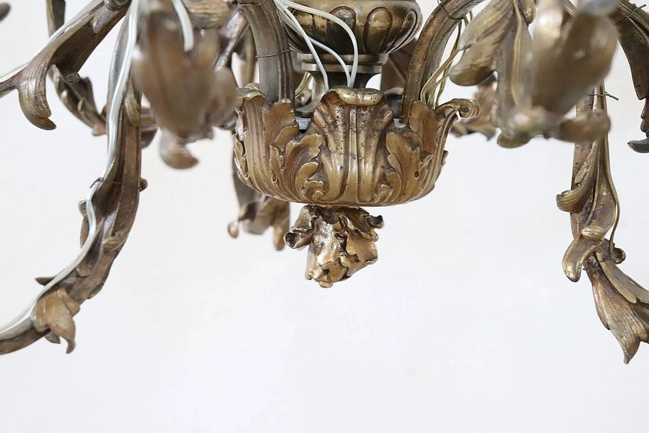Nine-light bronze chandelier, early 20th century 1305648