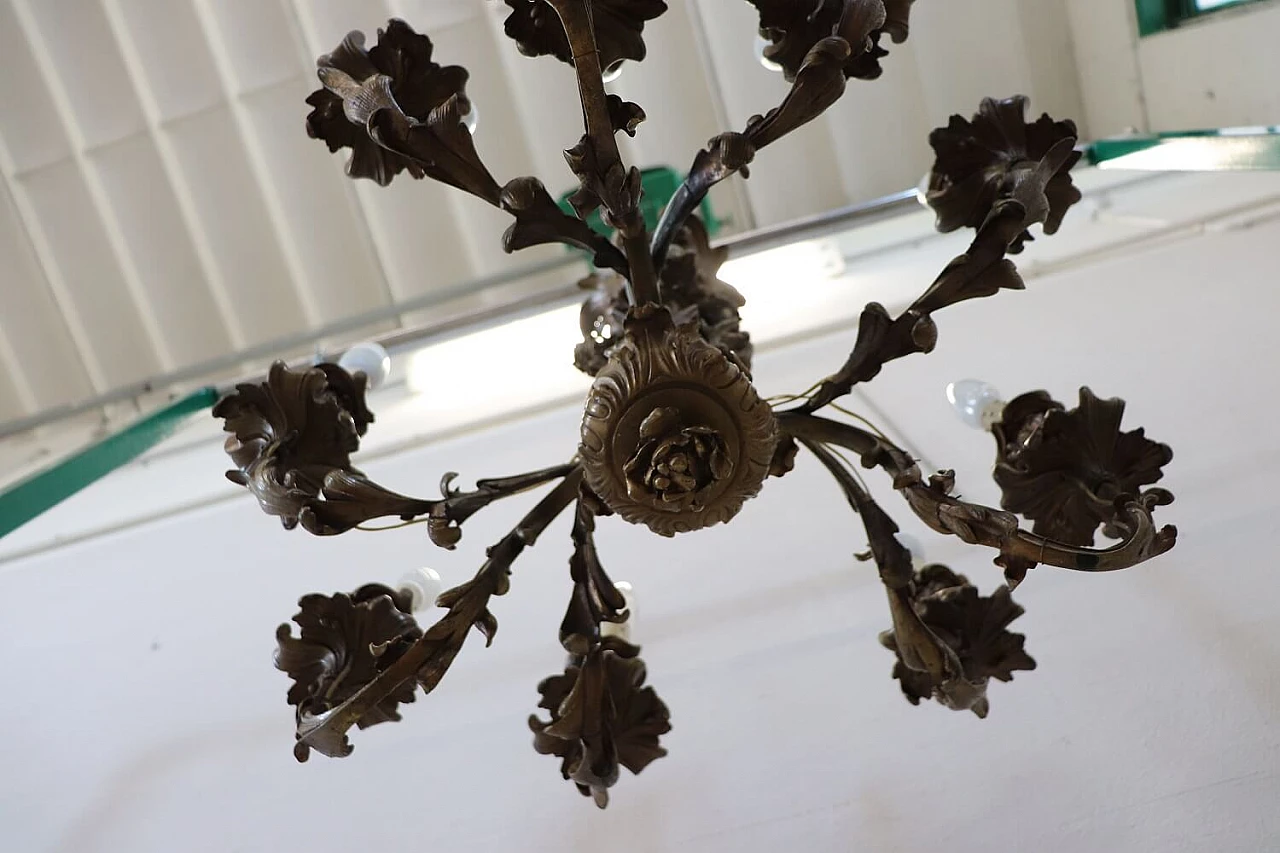 Nine-light bronze chandelier, early 20th century 1305649