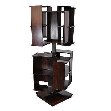 Swivel center bookcase in metal and walnut by Claudio Salocchi for Luigi Sormani, 60s