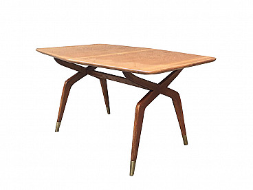Table in the style of Gio Ponti in ash, walnut and brass, 50s