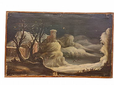 4 Landscapes with figures, oils on canvas, 18th century