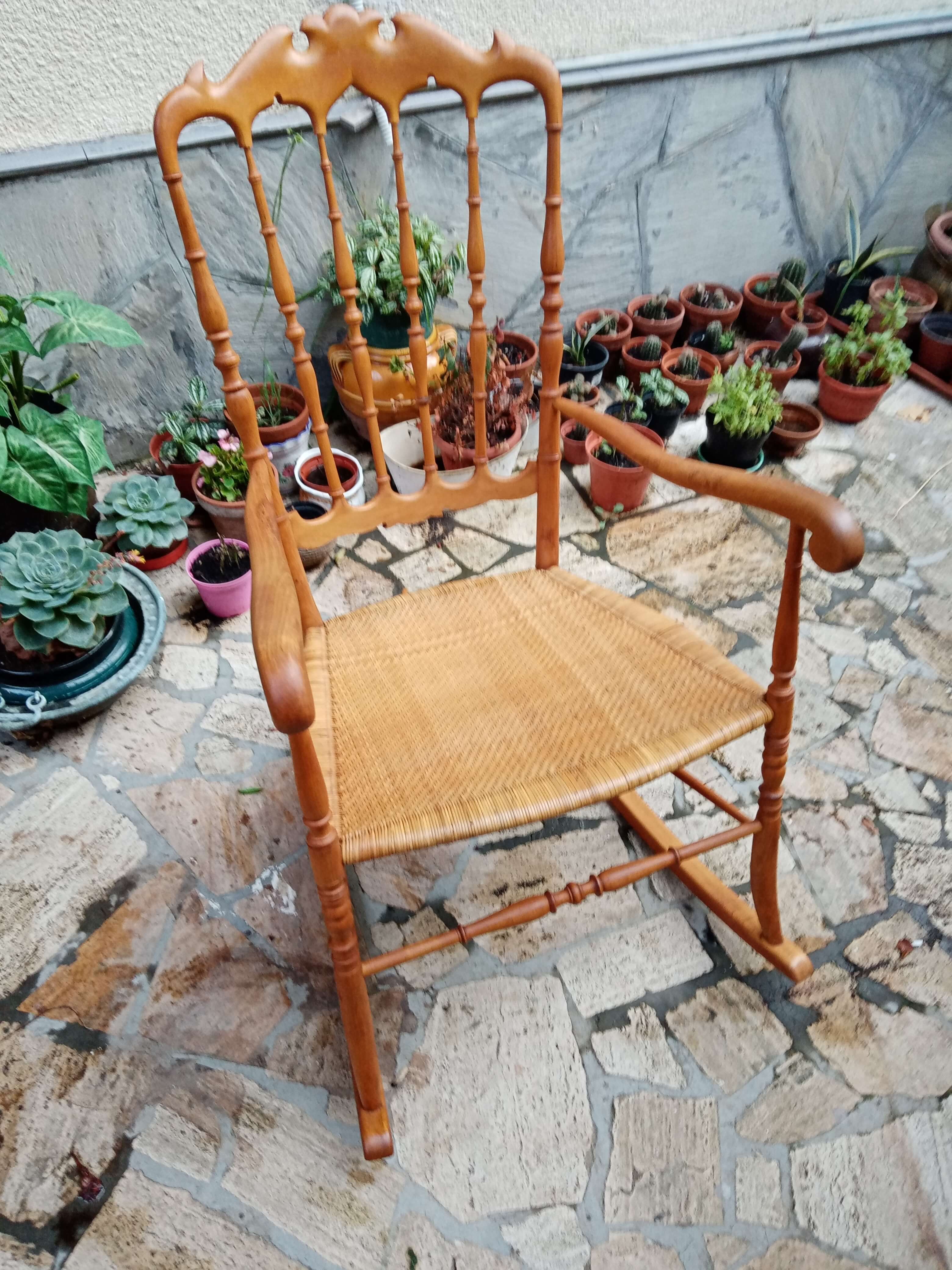 Sedia a dondolo Chiavarina in faggio, anni '50 intOndo