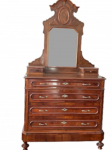 Wooden chest of drawers with mirror, early 20th century