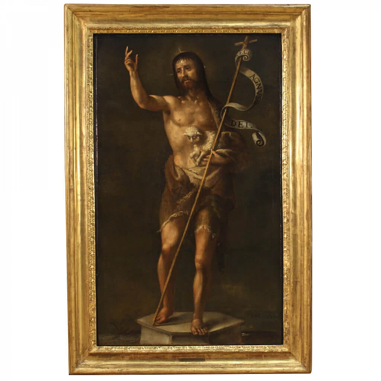 San Giovanni Battista, dipinto italiano olio su tela, '600 1306362