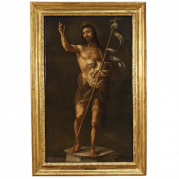 San Giovanni Battista, dipinto italiano olio su tela, '600