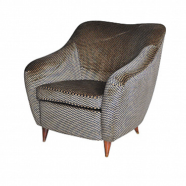 Armchair in walnut and fabric by Gio Ponti for Casa e Giardino, 40s