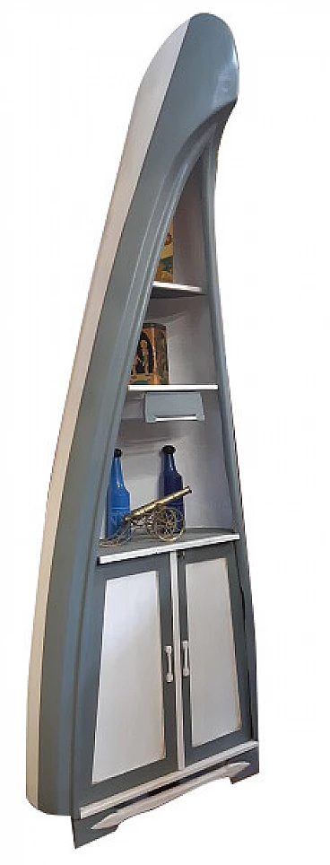 Sideboard or bookcase made from a canoe, 50s