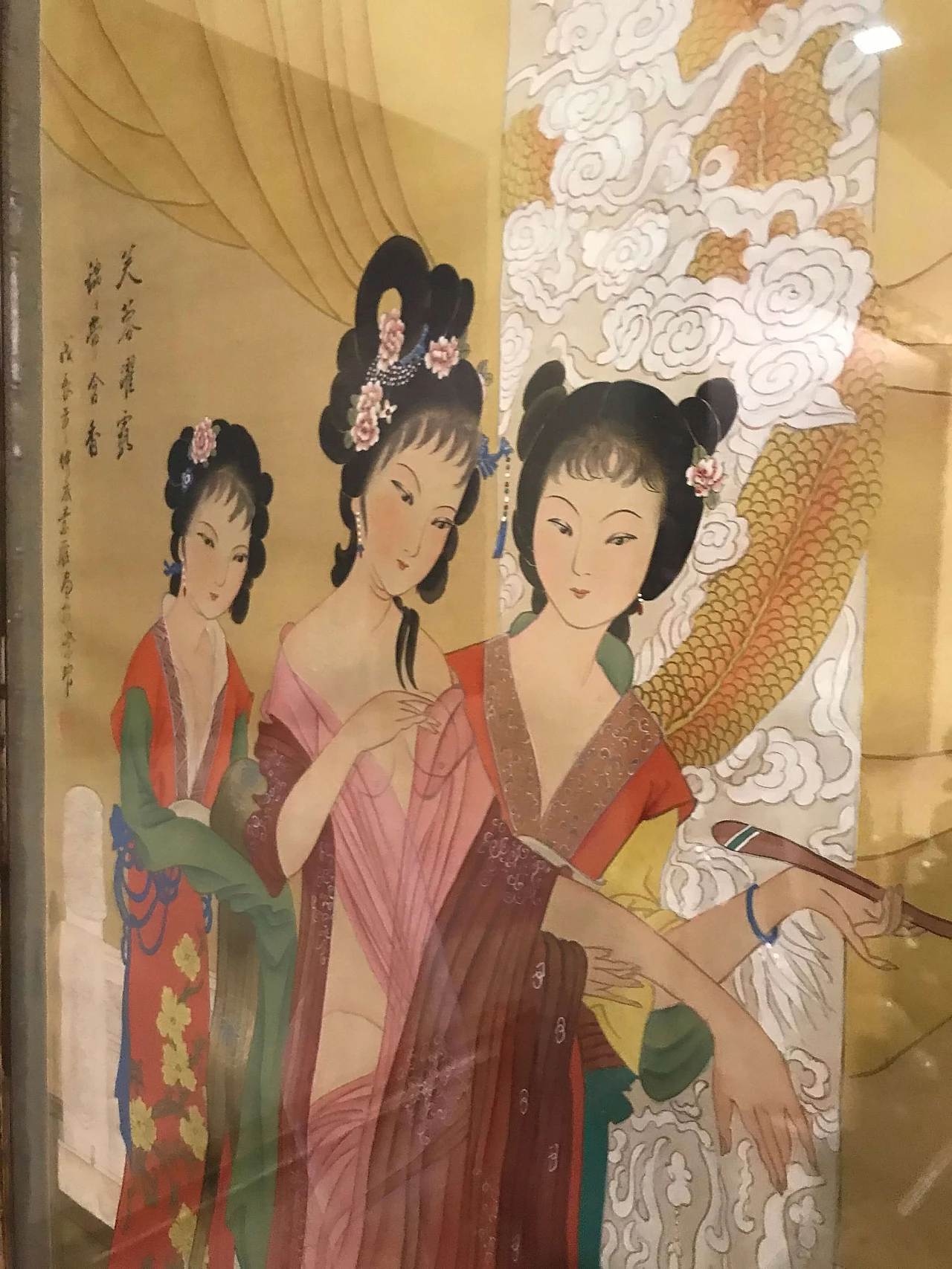 Pannello cinese in seta dipinta, inizio ‘900 1306523