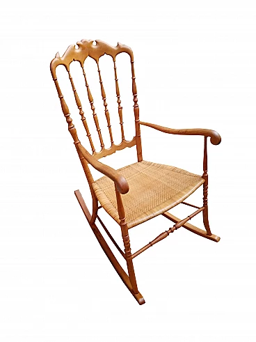 Chiavarina rocking chair in beechwood, 1950s